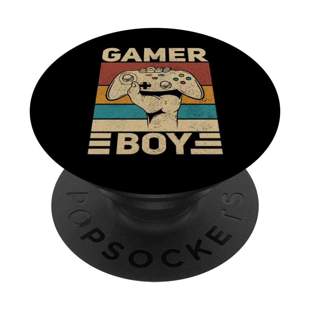 Retro Video Game T-Shirt for Boys - Cool Gaming Apparel for Teens - Swappable PopSockets PopGrip - Perfect for Gaming, School & Casual Wear