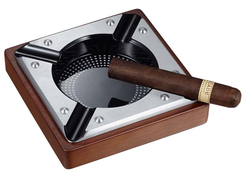 Premium Visol Iris Metal & Wood Cigar Ashtray - Elegant Smoking Accessory for Cigar Lovers, Home Bars, and Outdoor Lounges