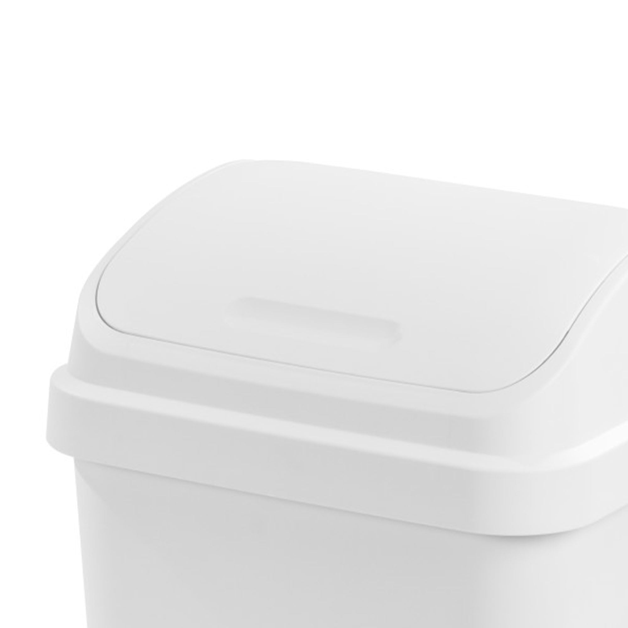 Sterilite 12 Pack 13 Gallon White Kitchen Trash Cans with Swing Lid - Durable Plastic Garbage Bins for Home, Office, Restaurant & Commercial Use