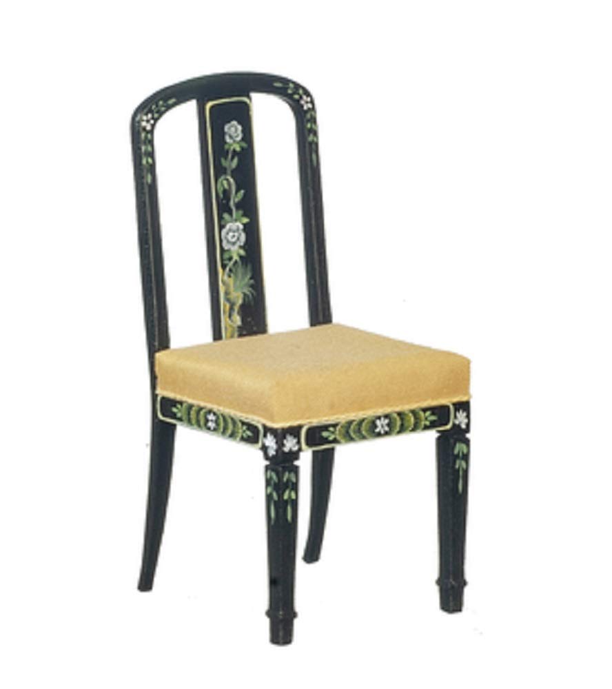 Melody Jane Dollhouse Black & Gold Hand Painted Chinoise Chair - JBM Miniature Furniture for 1:12 Scale Dollhouse & Collectible Display