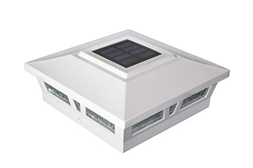 2 Pack White Solar Post Cap Lights for 6x6 Fence Posts - Waterproof Outdoor Solar Powered LED Deck Lights for Garden, Patio, Pathway & Yard Decoration at Night