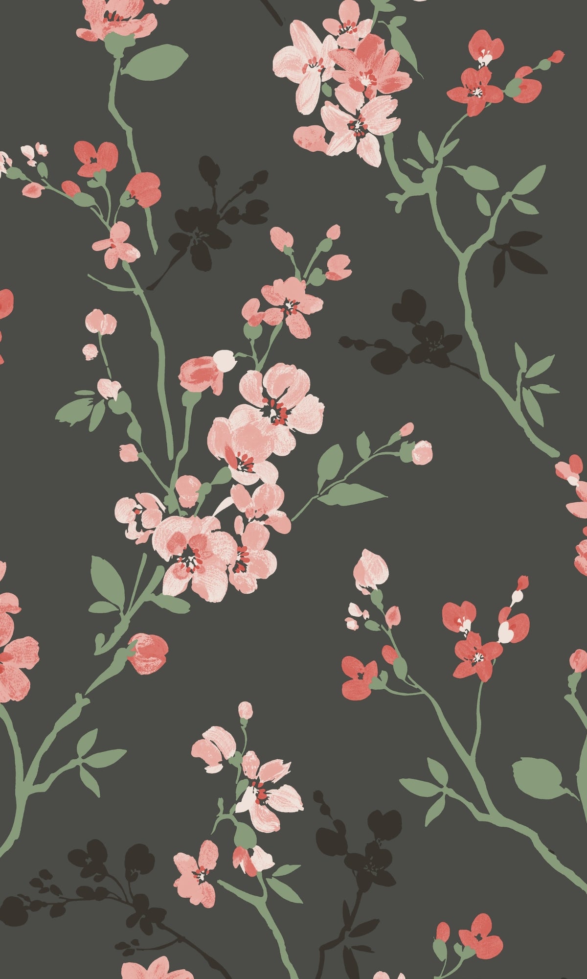 Black Classic Minimalist Floral Wallpaper R9302 - Peel and Stick Removable Wallpaper for Bedroom, Living Room, Office Decor