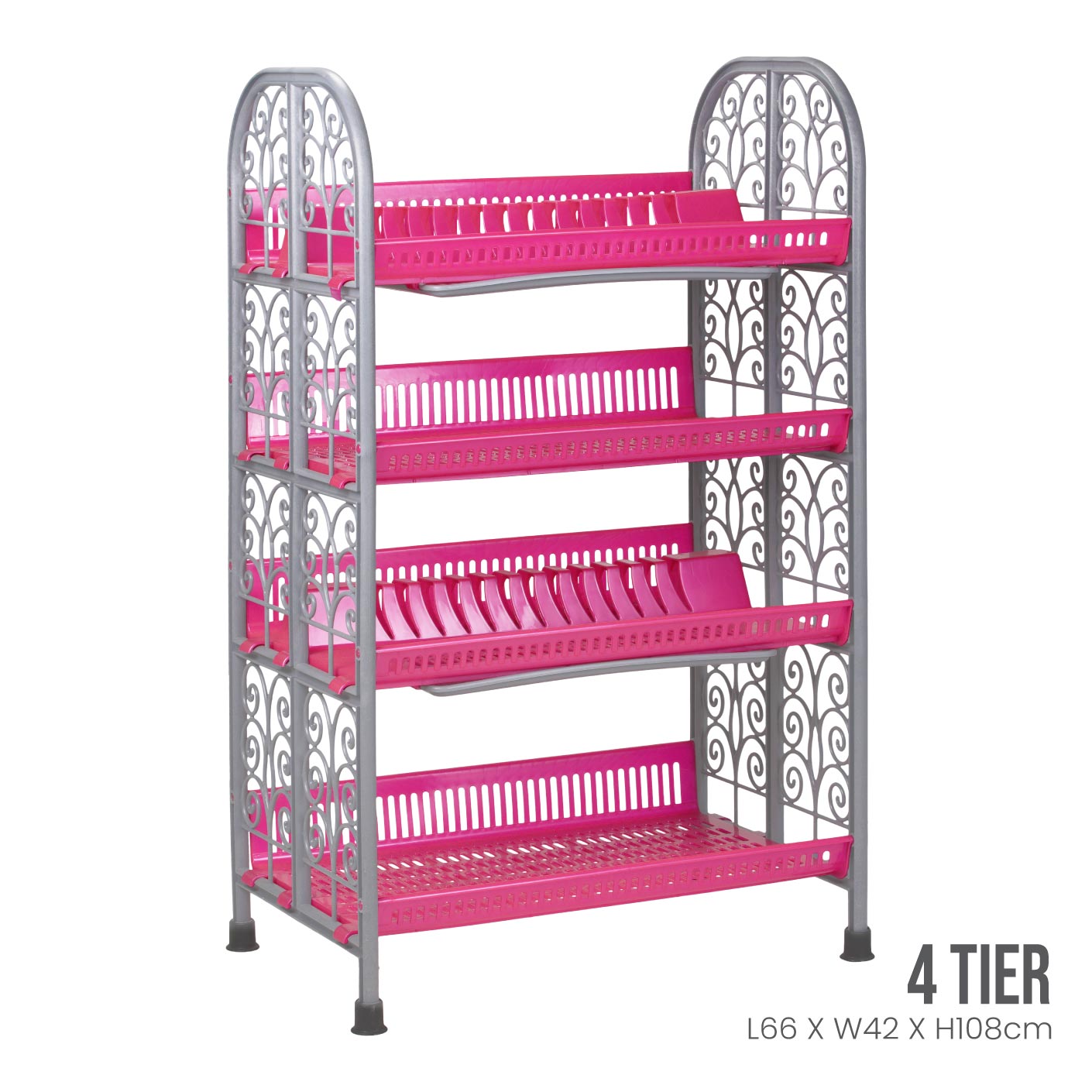 4-Tier Stainless Steel Kitchen Shelf with Drainer - Space Saving Organizer for Dishes, Spices & Utensils - Perfect for Small Apartments, Dorms & RVs