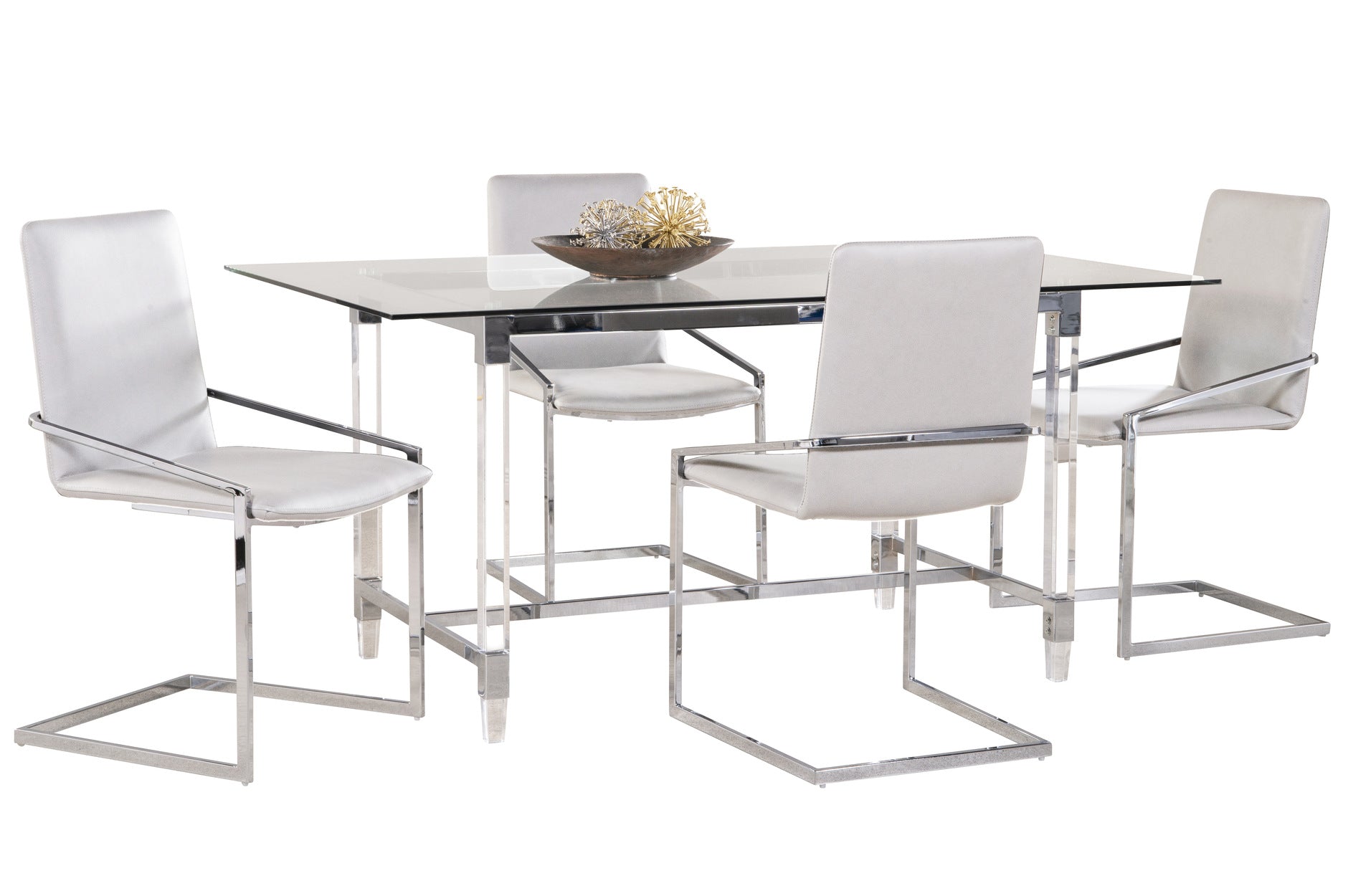 Elegant 4-Piece Dining Set with Jasmine White Side Chairs - Modern Kitchen Furniture for Small Spaces & Family Gatherings