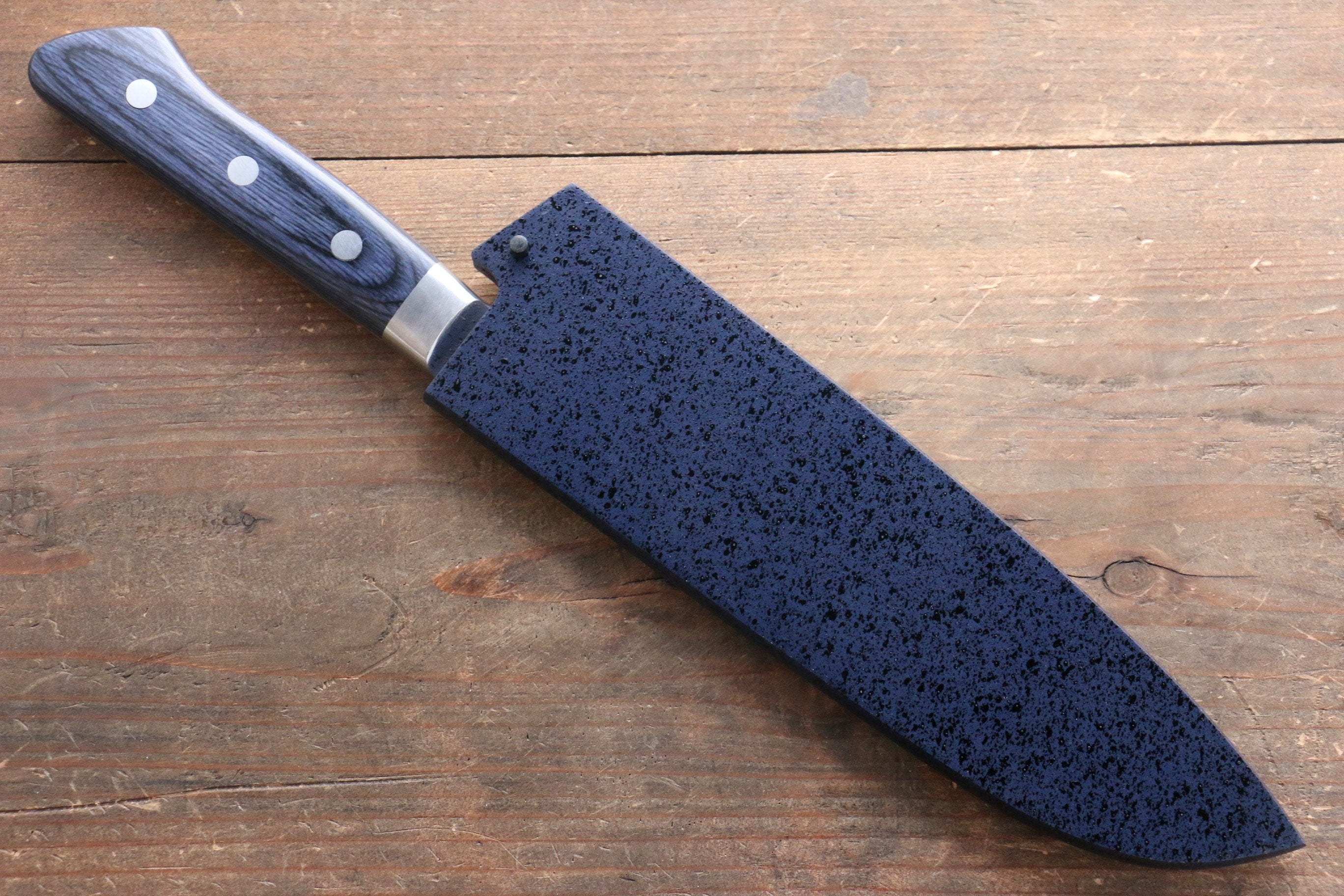 Premium Seisuke Seiun VG10 33-Layer Damascus Santoku Knife 180mm - Blue Pakkawood Handle with Protective Sheath - Perfect for Sushi, Vegetables & Precision Kitchen Tasks