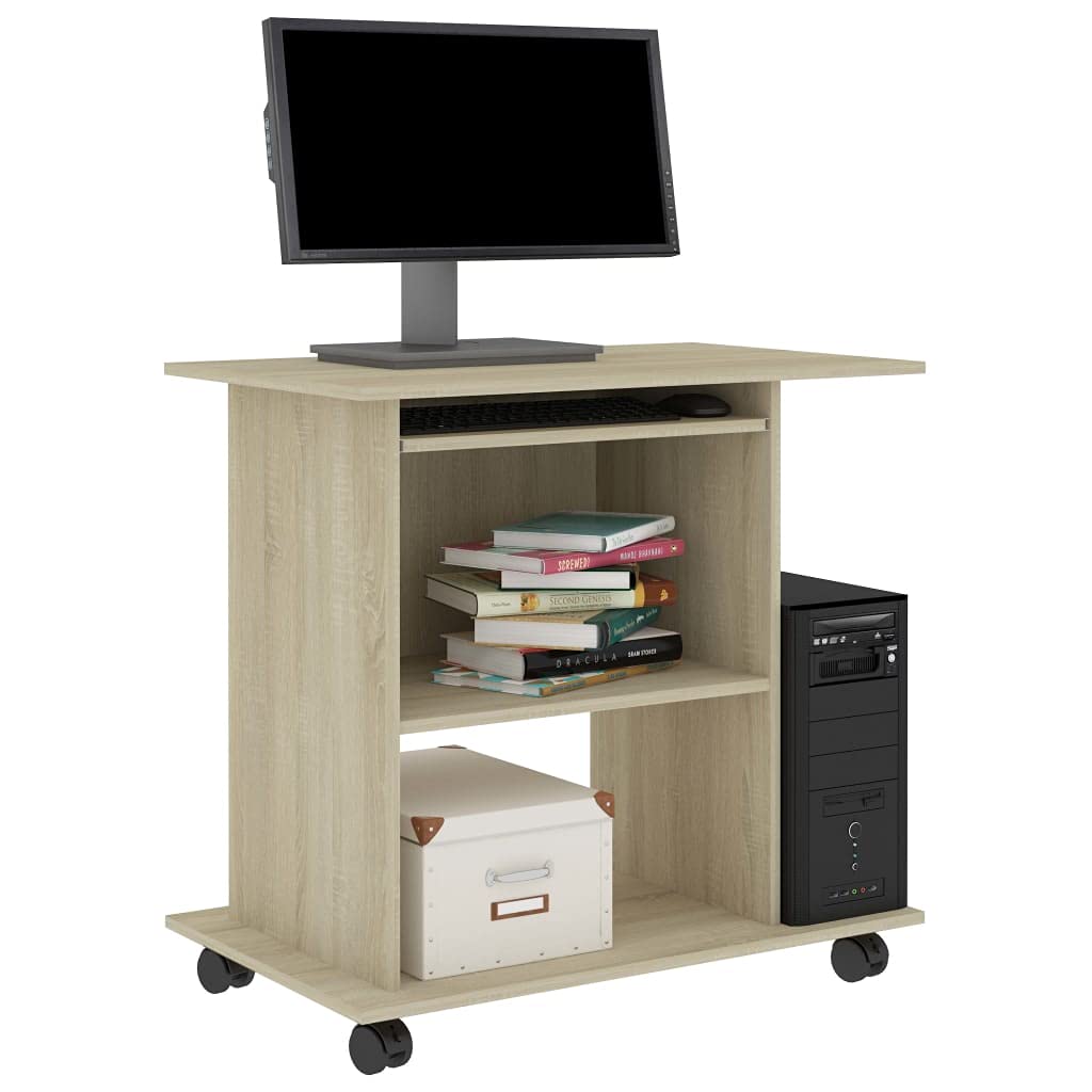 Modern Computer Desk with Storage & Casters - 31.5
