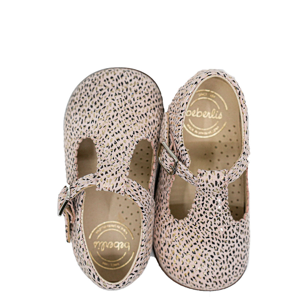 Beberlis Soft Nude Leopard Print Baby Shoes - Comfortable First Walkers for Newborns & Infants | Perfect for Photo Shoots, Special Occasions & Everyday Wear