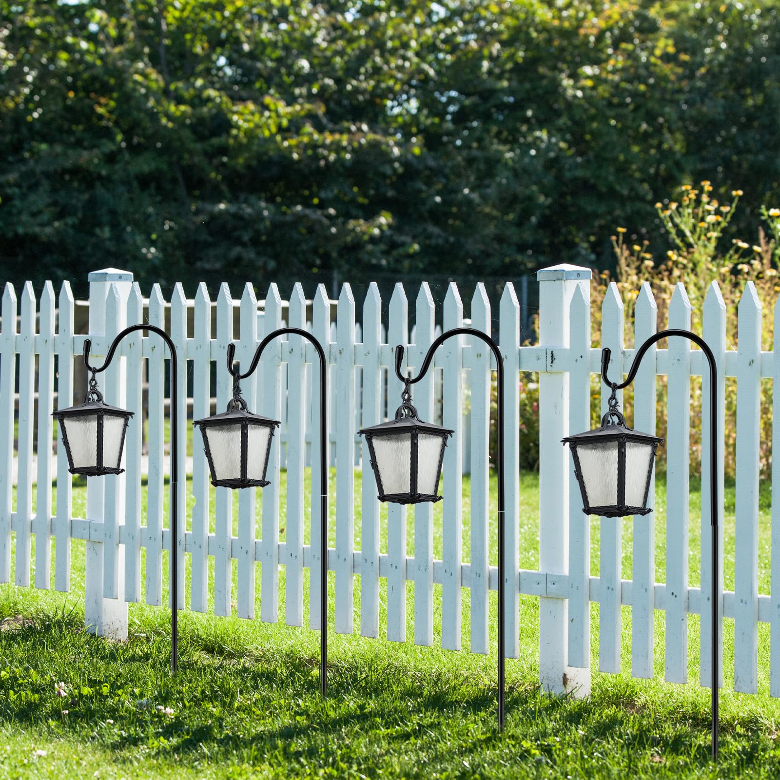 12 Pack 24 Inch Adjustable Shepherd Hooks - Heavy Duty Rust Resistant Metal Garden Hooks for Bird Feeders, Plant Baskets, Solar Lights & Wedding Decor - Perfect for Outdoor Hanging Decorations & Backyard Landscaping