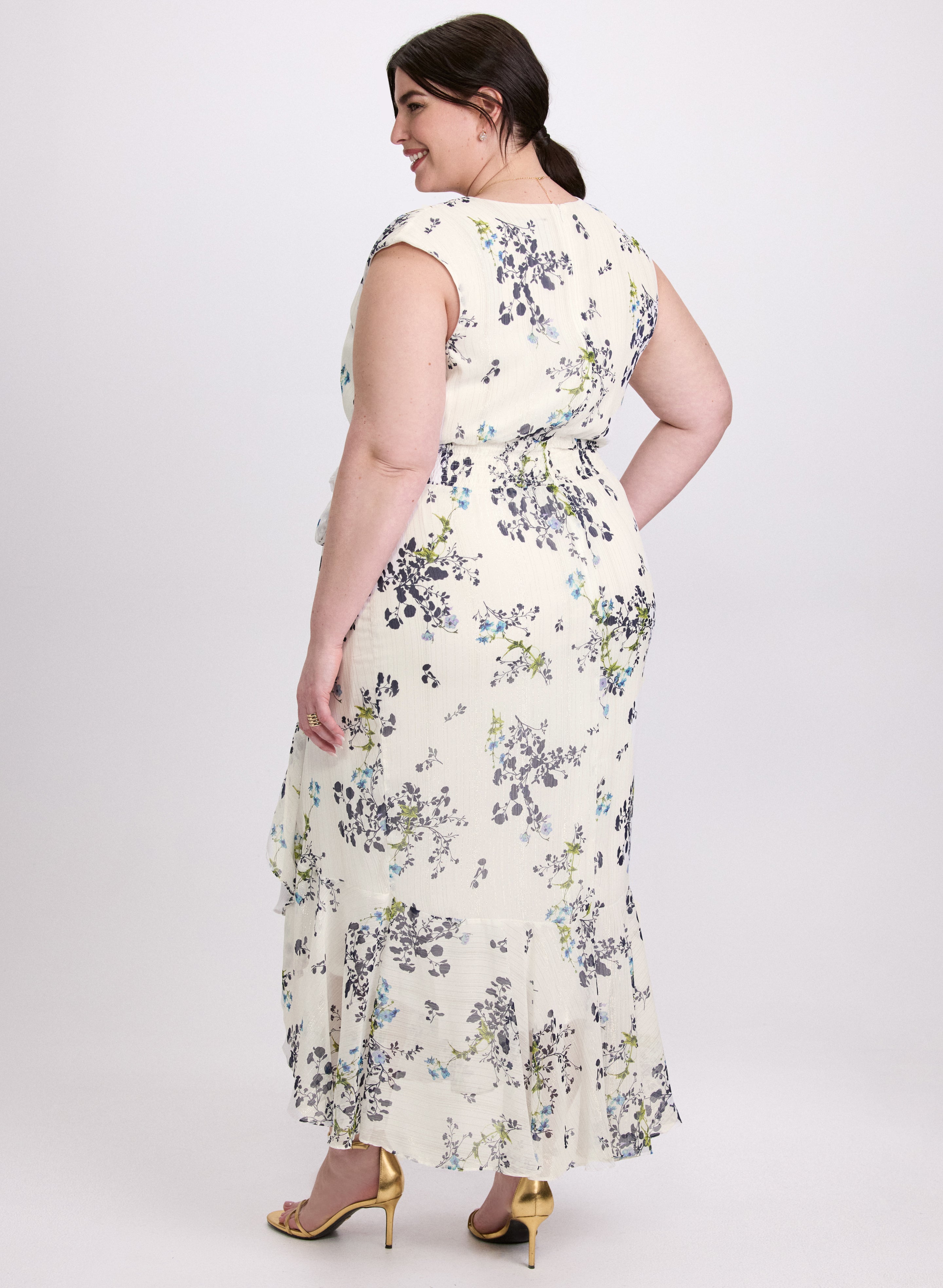 Floral Ruffle Hem Dress for Women - Summer Boho Maxi Dress with Flowy Ruffles | Perfect for Beach Vacations, Date Nights & Outdoor Parties