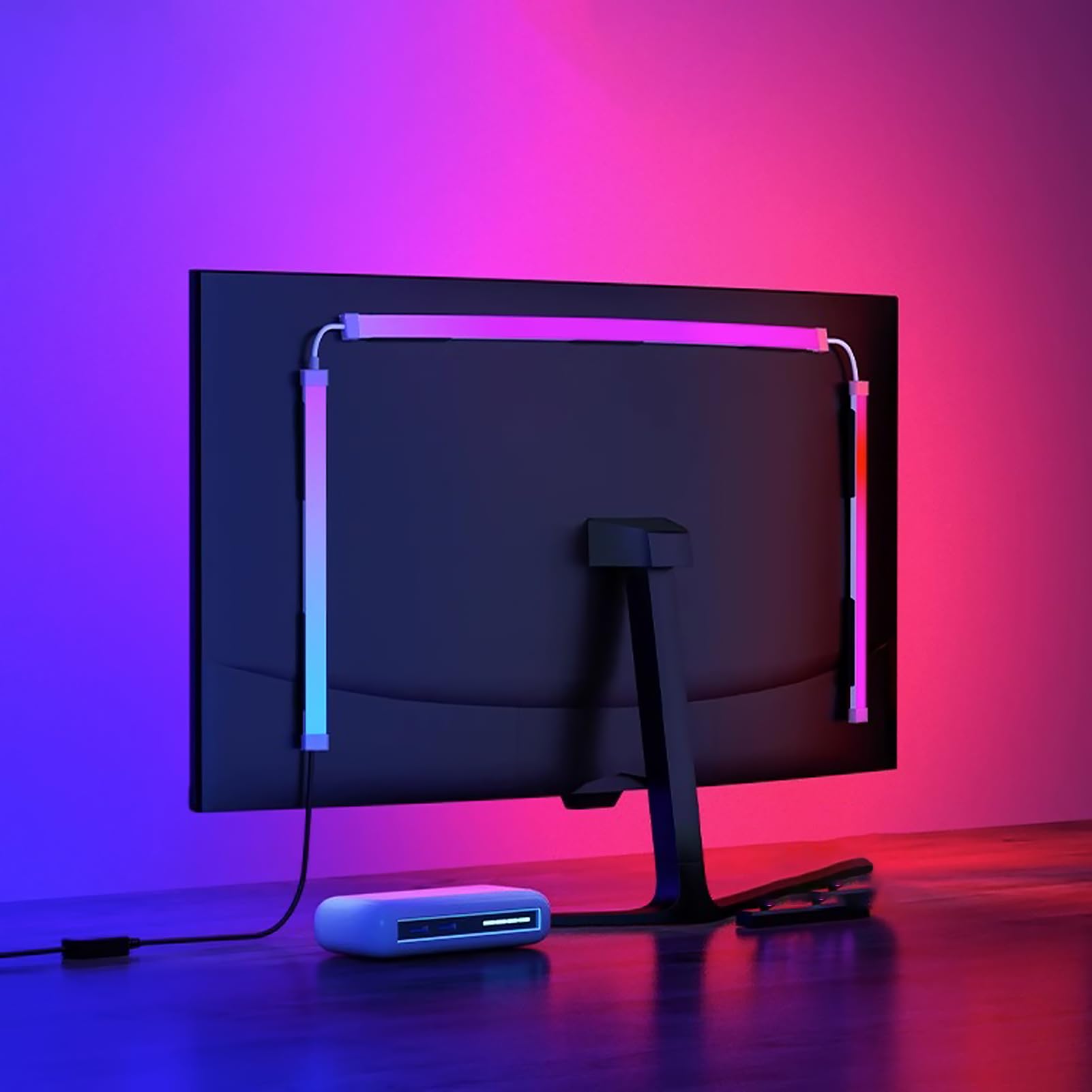 RGB LED Monitor Backlight Strip - Sync with Screen Colors & Music, USB-Powered Computer Light Bar for Gaming Desks, Software Control, G100 (27-inch) - Perfect for Gaming Setups, Home Office & Entertainment Rooms