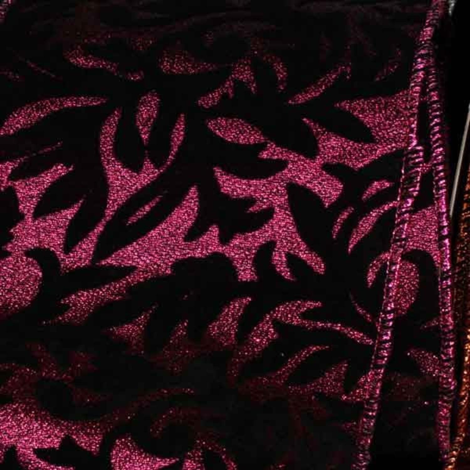Pink and Black Chicago Velvet Lamé Wired Craft Ribbon - 5 Inch x 10 Yards for Gift Wrapping, DIY Decorations, Scrapbooking and Party Supplies