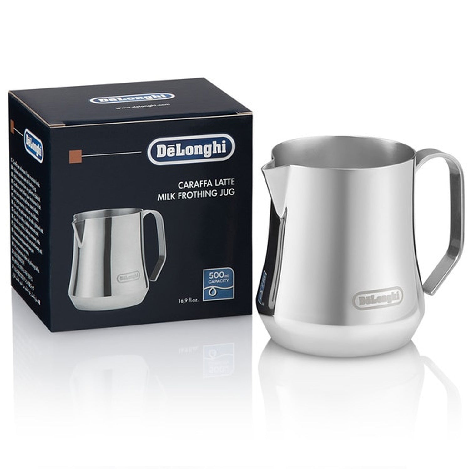 DeLonghi 17 oz Stainless Steel Milk Frothing Pitcher for Latte, Cappuccino & Hot Chocolate - Barista Quality Milk Frother for Home & Coffee Shops