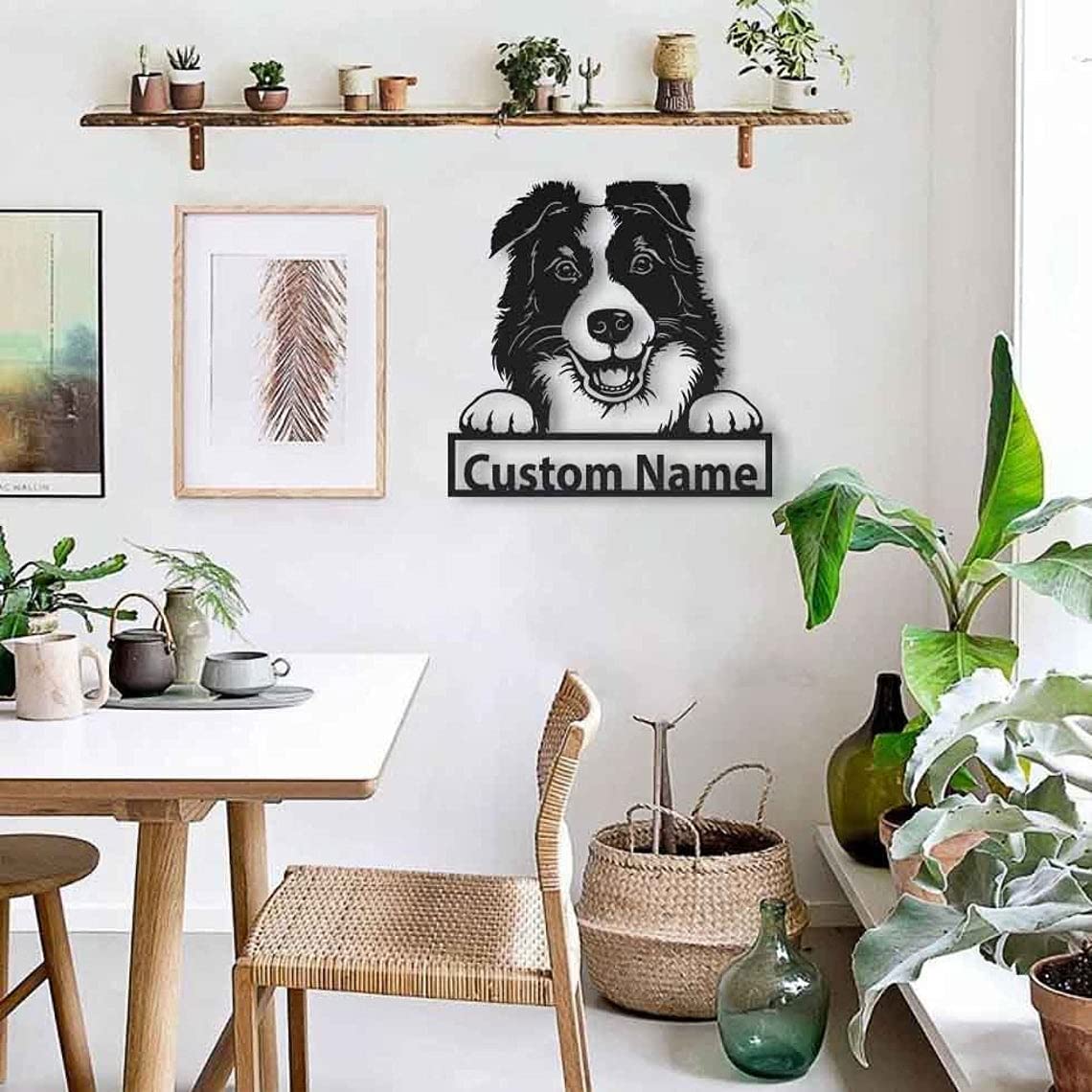 Custom Border Collie Dog Metal Sign - Personalized Pet Wall Art - Unique Dog Lover Gift for Birthday & Home Decor - Funny Animal Sign for Living Room, Office or Kennel
