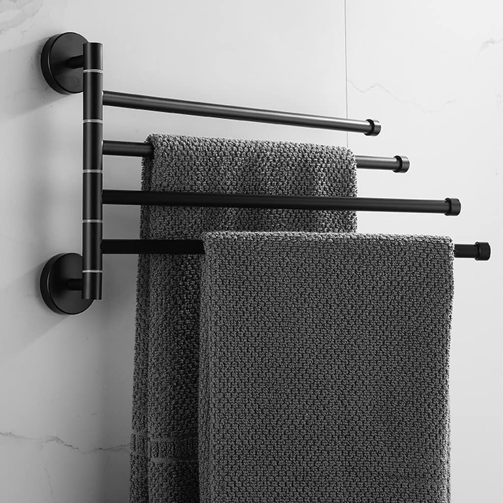 304 Stainless Steel Swing Out Towel Bar - Silver Finish Modern Bathroom & Kitchen Towel Rack - Foldable Swivel Arm Hanger for Space Saving Storage (3 Pack) - Perfect for Small Bathrooms, Apartments and RVs