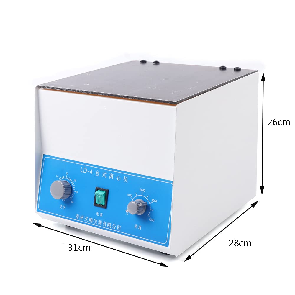 LD-4 Electric Lab Centrifuge Machine - 4000RPM with 4x100ml Tubes - Benchtop Centrifuge for Dental, Medical & Laboratory Use - Ideal for Sample Separation, Blood Testing & Research Applications