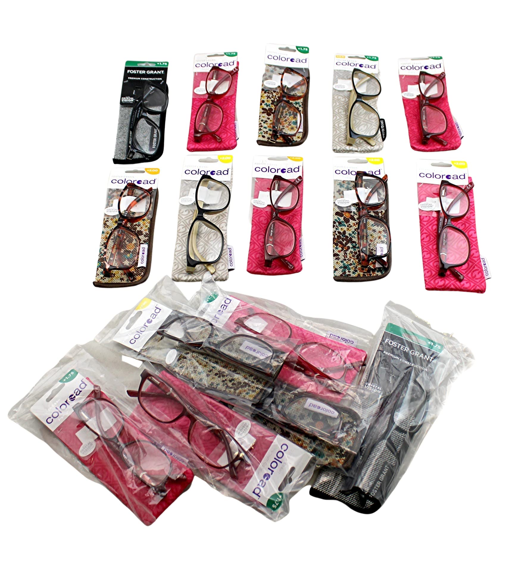 Foster Grant Reading Glasses Wholesale Lot of 75 with Case - +1.75 & +2.00 Strength | Dependable Industries Inc. | Perfect for Office, Reading, and Daily Use