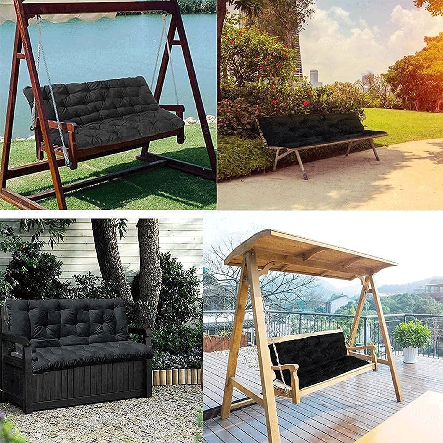 **Premium 2-3 Seater Swing Replacement Seat Cushion – Waterproof, Washable & Non-Slip – Indoor/Outdoor Garden Bench Cushion with Backrest – Perfect for Patio, Deck, Porch & Poolside Relaxation**