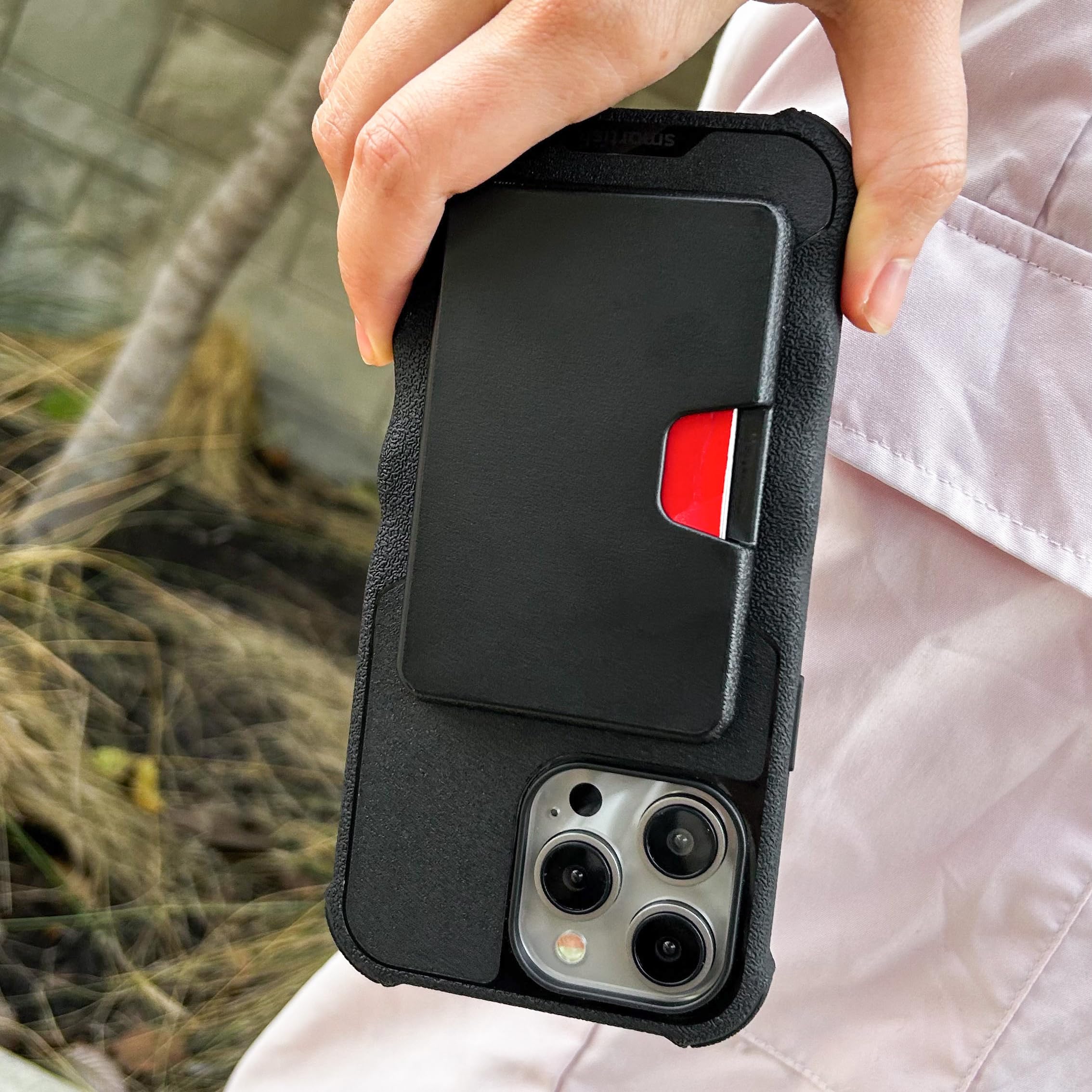 Smartish iPhone 15 Pro Case with Wallet & MagSafe Compatibility - Heavy Duty Armor Grip Cover with Detachable Magnetic Card Holder (Black) - Perfect for Everyday Protection & Secure Card Storage