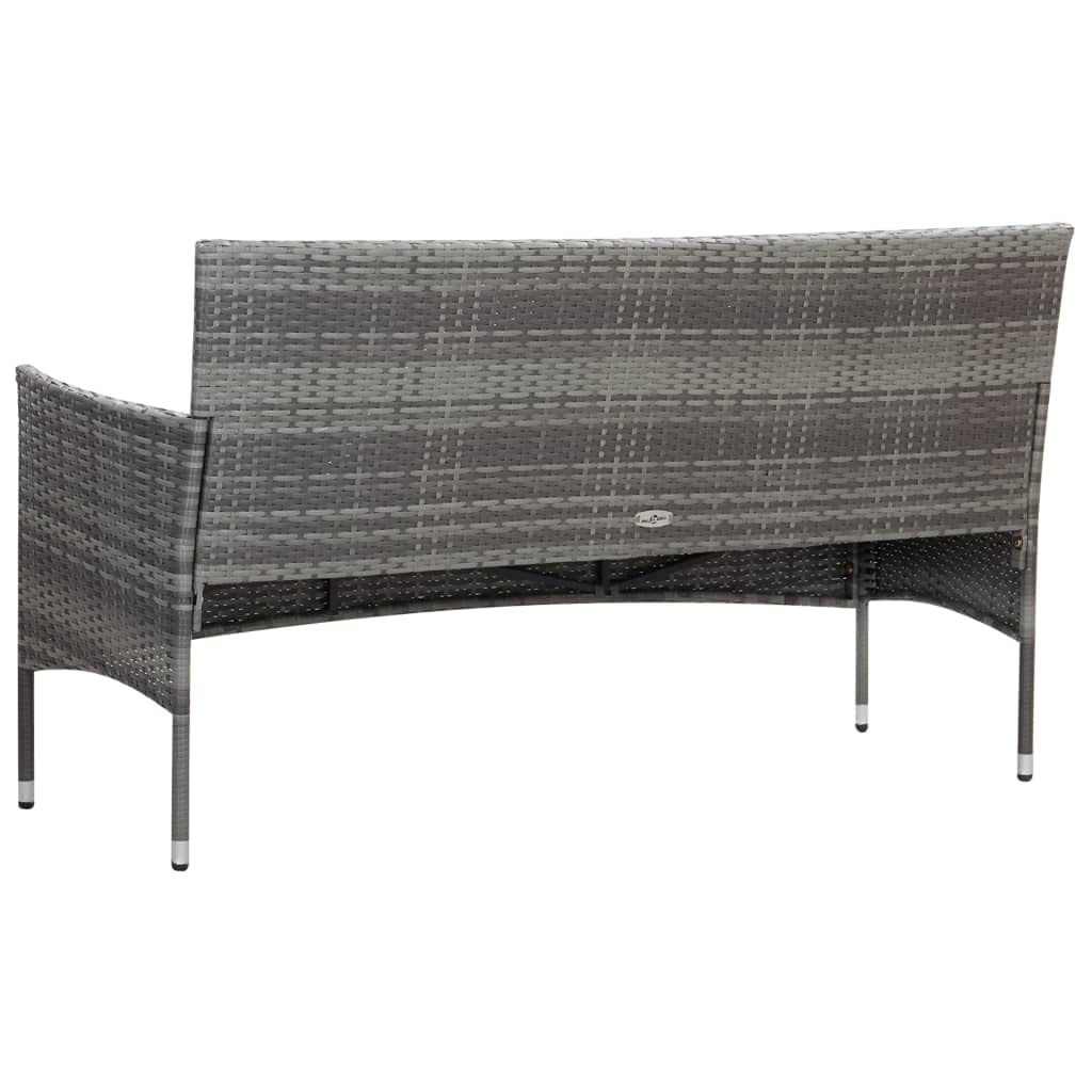 5-Piece Gray Poly Rattan Patio Furniture Set with Cushions & Coffee Table - Outdoor Sectional Sofa Conversation Set for Garden, Backyard, and Poolside Relaxation