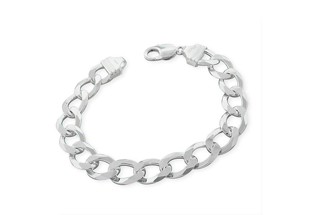 Men's 925 Sterling Silver Cuban Curb Bracelet - 7.5MM, 8.5MM, 11MM Diamond Cut Link Chain Bracelet for Men, Stylish Silver Bracelets for Everyday Wear and Special Occasions