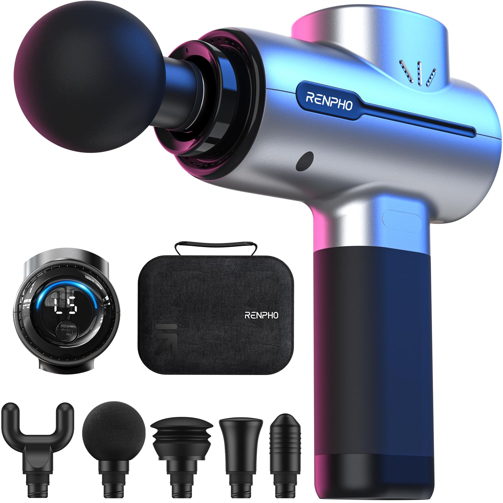 RENPHO Deep Tissue Massage Gun - Portable Percussion Massager for Back, Neck & Muscle Pain Relief | FSA/HSA Eligible | Perfect for Athletes, Office Workers & Home Use | Includes Carry Case - Ideal Mother's Day Gift for Men & Women