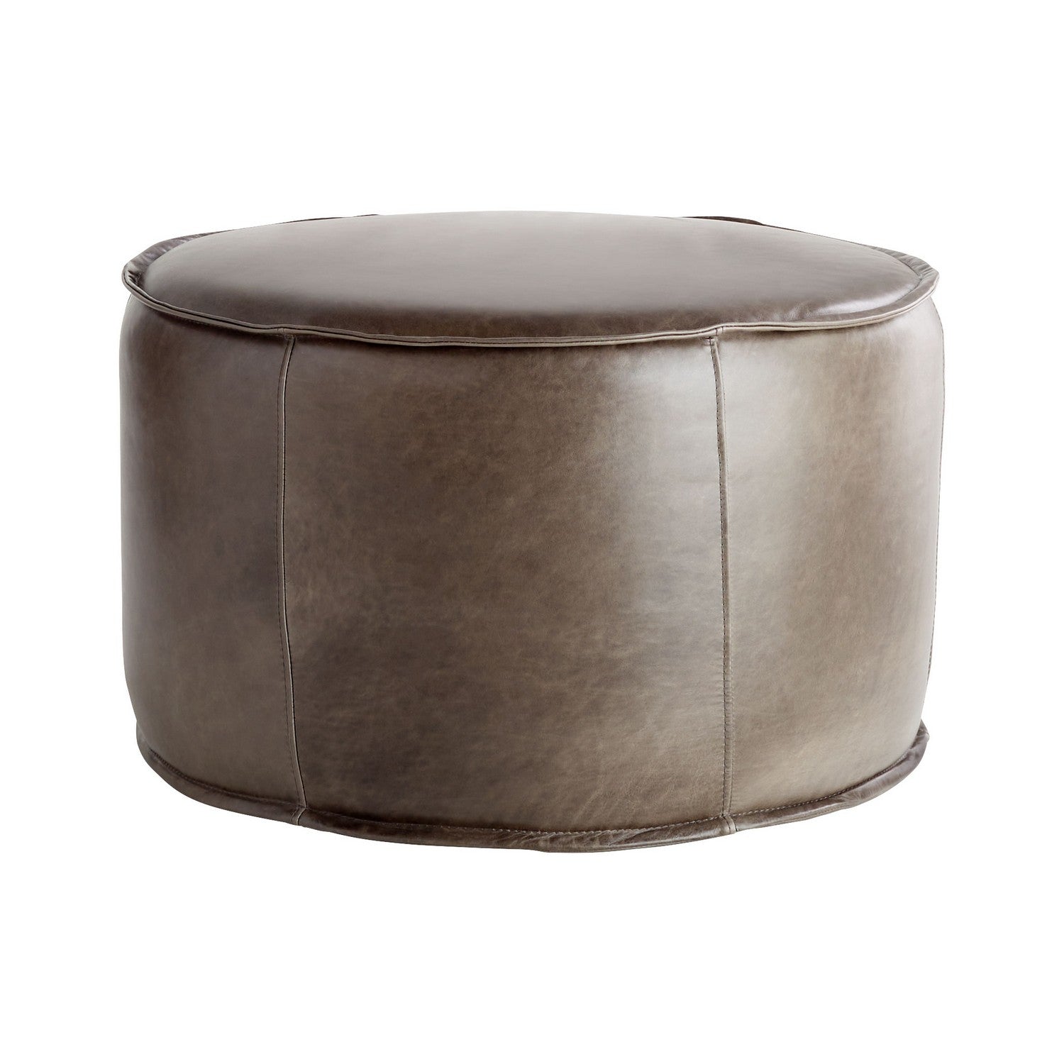 Cyan Design 11448 Lusso Round Pouf Ottoman - Grey Velvet Footstool for Living Room, Bedroom & Lounge Decor