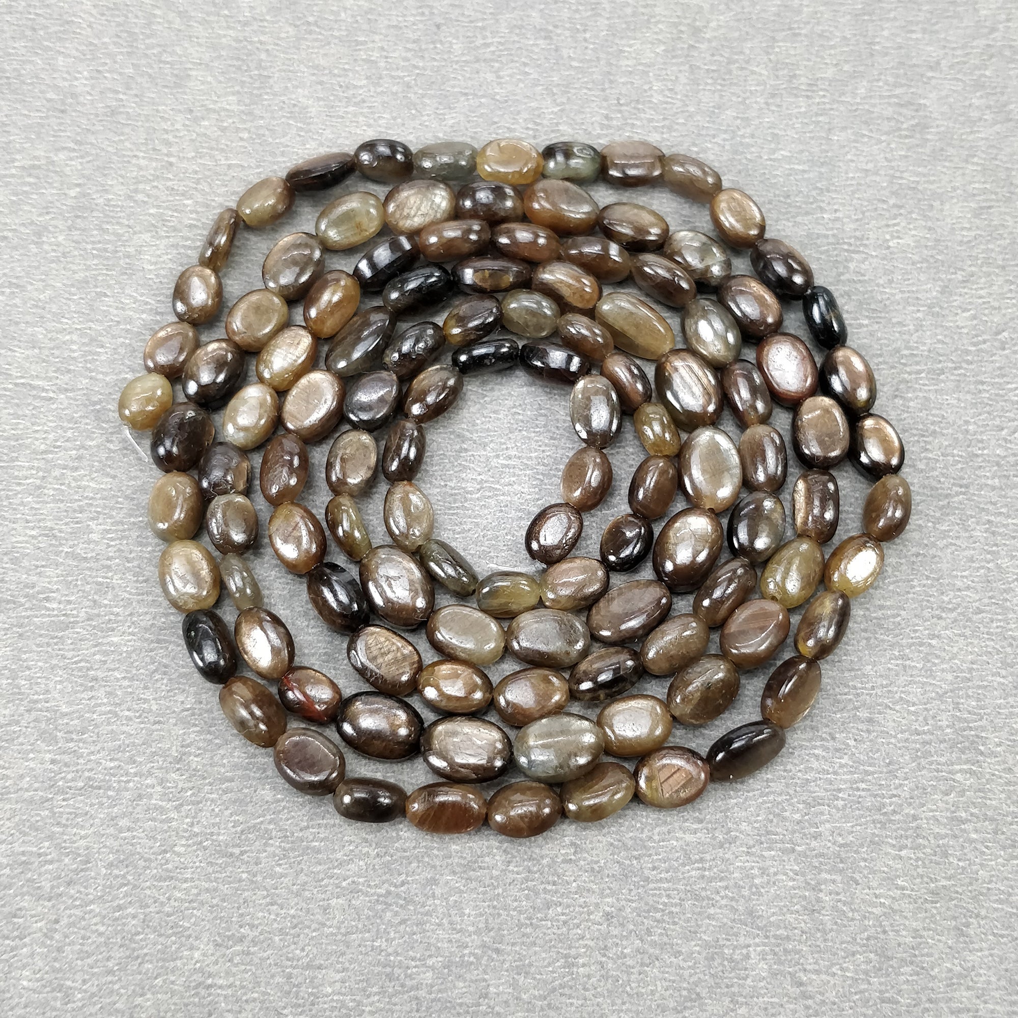 Natural Unheated Golden Brown Chocolate Sapphire Gemstone Cabochon Loose Beads - 101.85cts Oval Plain Nuggets (5x4mm & 7x5mm) for Jewelry Making, DIY Crafts, and Healing Crystal Collections
