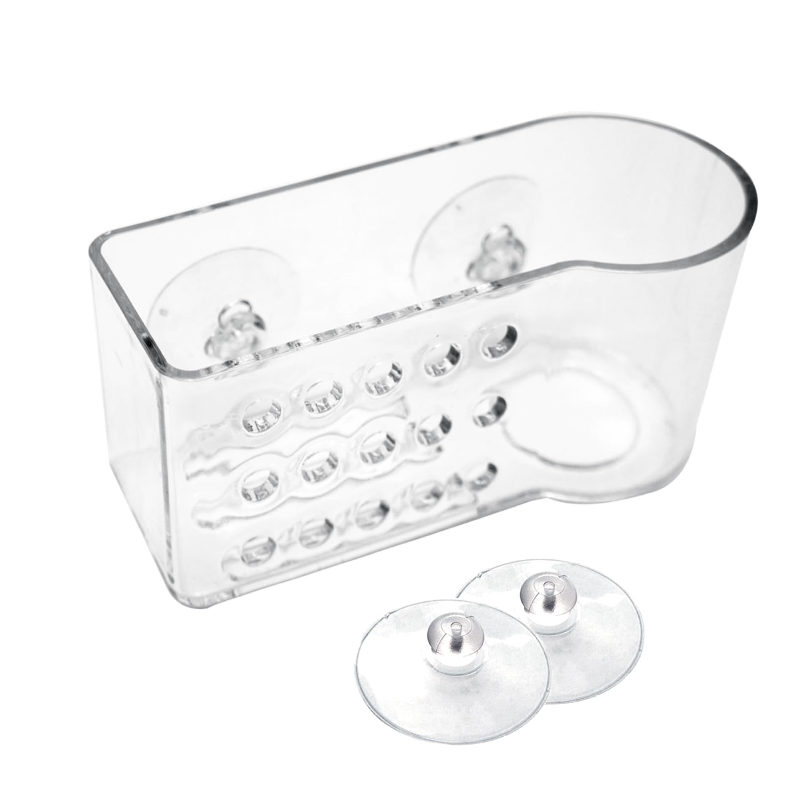 AMUONTY Clear Plastic Sponge Holder for Kitchen Sink - Suction Cup Sponge Caddy & Sink Organizer (5.7
