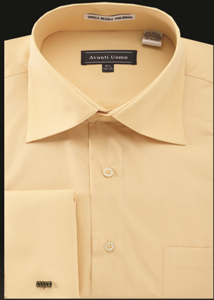 Premium Avanti Uomo French Cuff Dress Shirt DN32M for Men - Classic Corn Color Formal Business Attire - Perfect for Office, Weddings & Special Occasions