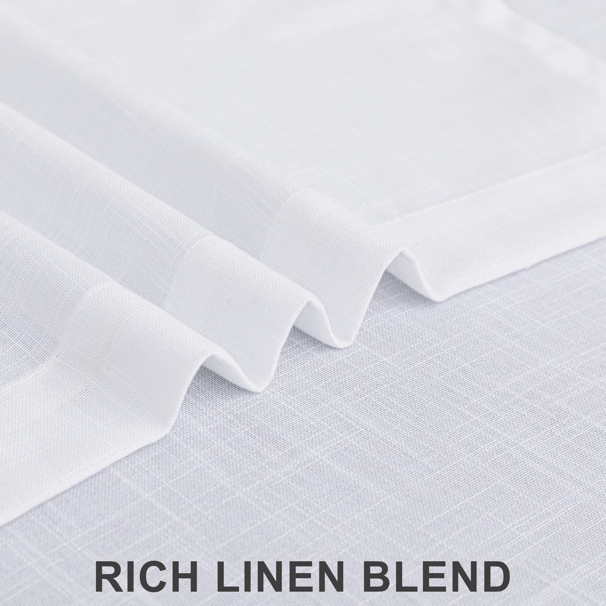 DANCURTON White Semi-Sheer Linen Cafe Curtains - 30 Inch Length, 2 Panels Set with Back Tab Pocket - Perfect for Kitchen Window Over Sink, Small Bathroom, Bedroom & Living Room - Elegant Window Treatment for Casual Dining Areas & Cozy Home Decor