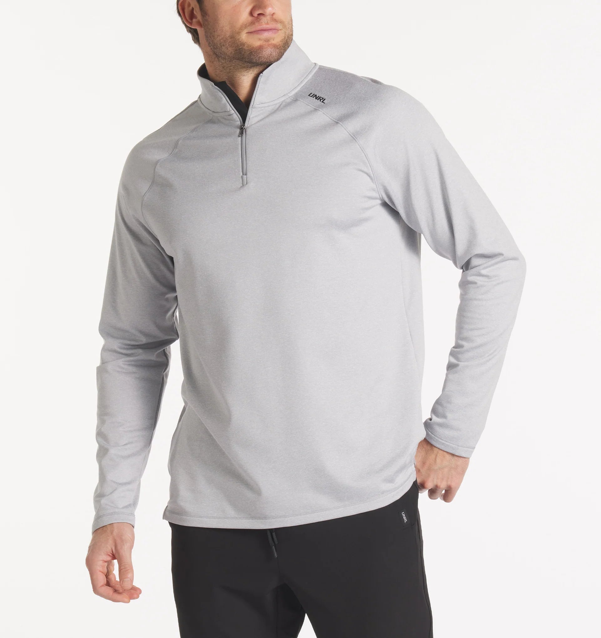 Men's Interlock Quarter Zip Pullover Sweatshirt - Heather Gray - Lightweight & Comfortable for Casual Wear, Workout & Outdoor Activities