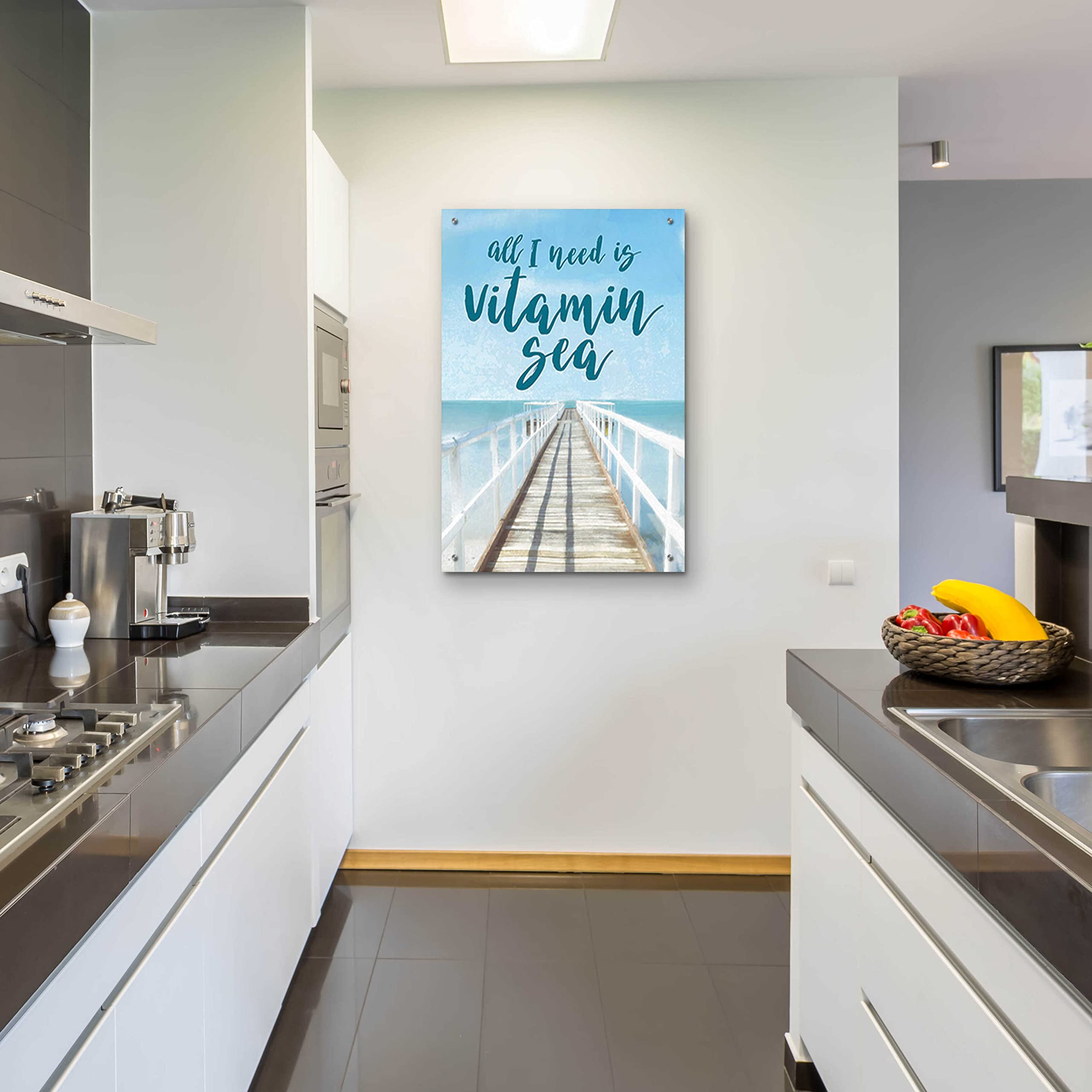 Cloverfield & Co. 'Vitamin Sea' Acrylic Glass Wall Art - 24x36 Inches, Vibrant Ocean Painting for Living Room, Bedroom & Office Decor