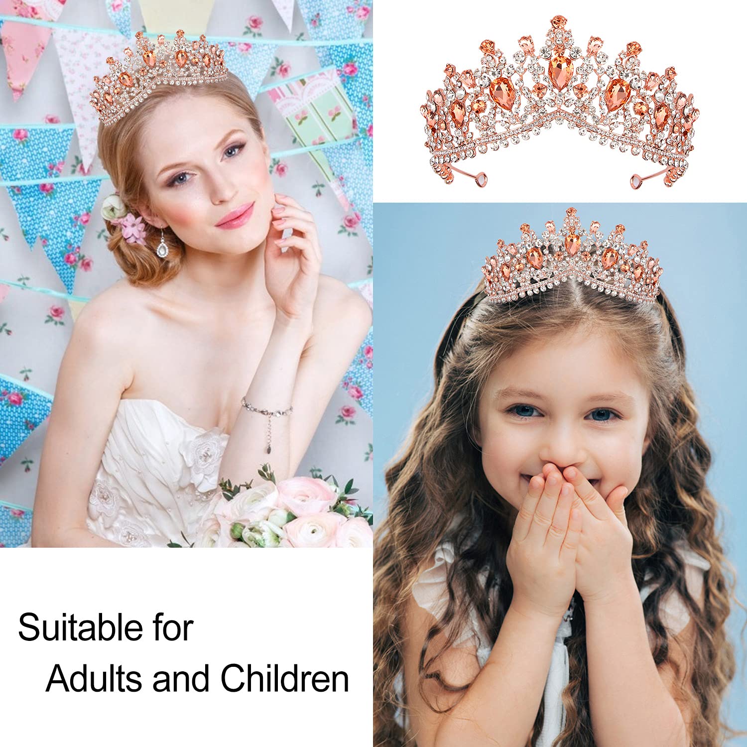 Elegant Rose Gold Birthday Tiara & Sash Set for Women - Queen Crown Headpiece with Rhinestones for Birthday Parties, Bachelorette, Bridal Showers & Special Celebrations