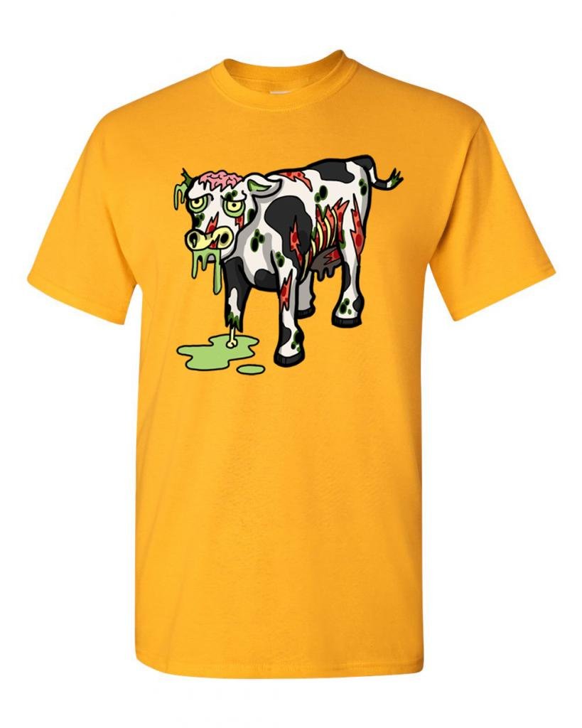 Zombie Cow Undead Animals Graphic T-Shirt for Adults | Horror Theme Cotton Tee | Perfect for Halloween, Cosplay & Horror Fans