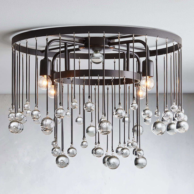 Aubrey Crystal Ball Flushmount Ceiling Light - Elegant Glass Chandelier for Bedroom, Dining Room & Entryway Lighting