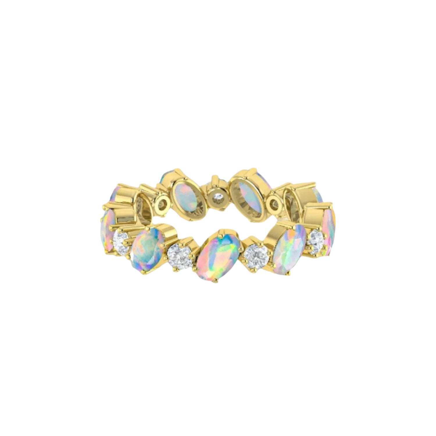 White Fire Oval Faceted Opal Ring for Women – Elegant Sterling Silver Jewelry for Everyday Wear, Gift Giving & Special Occasions