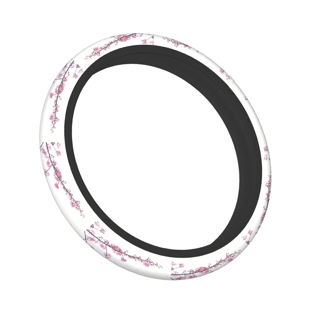 **Swono Cherry Blossom Pink Steering Wheel Cover - Universal 15 Inch Anti-Slip Grip for Women & Men - Beautiful Tokyo Cherry Blossom Design - Perfect for Cars, Trucks & SUVs - Enhances Interior Style & Comfort**