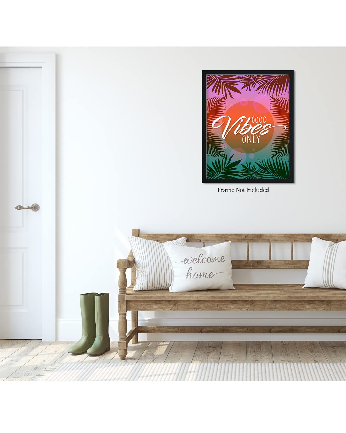 Good Vibes Only Inspirational Wall Art Poster - 16x20 Unframed Beach Themed Bedroom Decor for Teen Girls & Women - Positive Affirmations Office Desk Decoration - Perfect for Coastal Style Rooms, Dorm Walls & Work Spaces