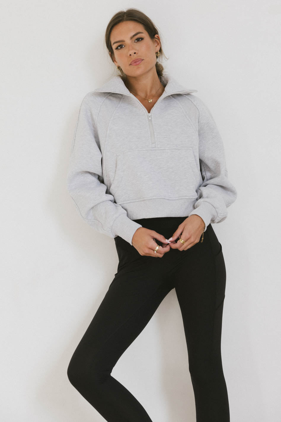 Alyssa Half Zip Pullover Sweatshirt for Women - Heather Grey | Cozy Casual Wear for Fall & Winter | FINAL SALE