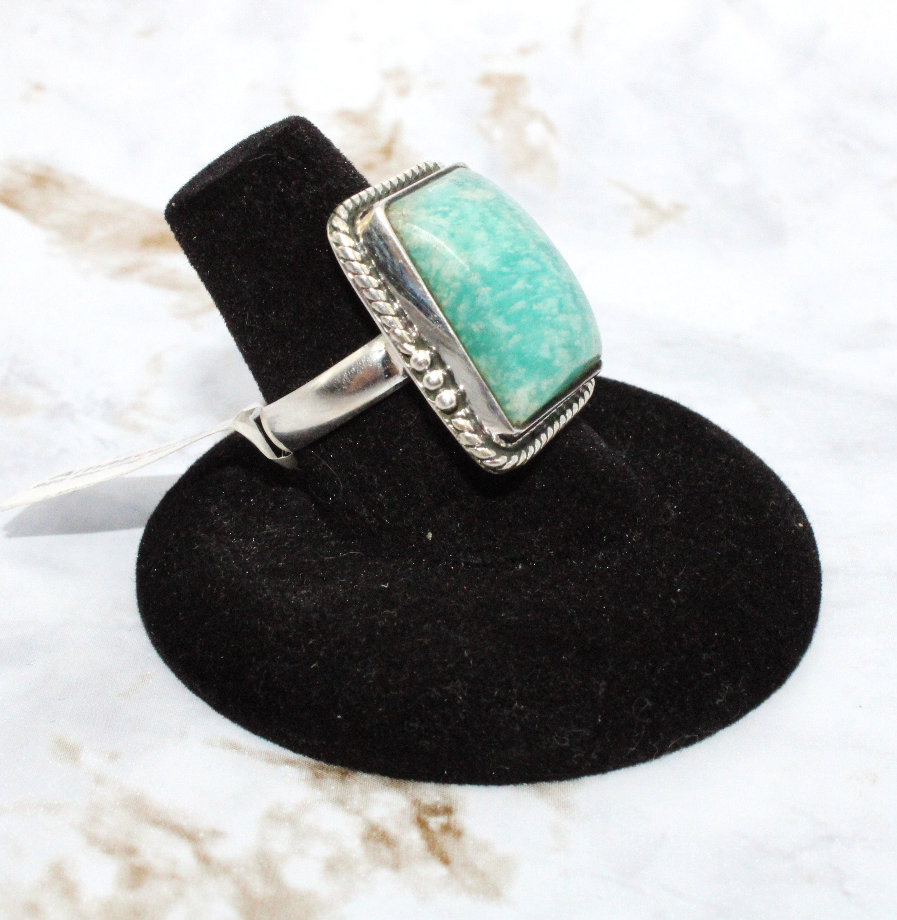 Amazonite Sterling Silver Ring for Women - Size 7 - Handmade Gemstone Jewelry - Perfect for Everyday Wear & Special Occasions