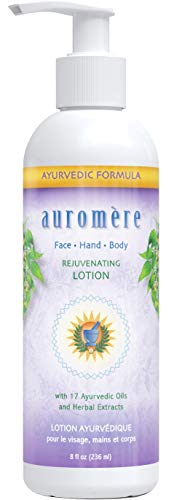 Auromere Ayurvedic Hand Face & Body Lotion - Vegan, Cruelty Free, Natural, Non GMO, Moisturizing, Paraben Free, Sulfate Free (8 fl oz, 1 Pack) | Hydrating Dry Skin for Daily Use at Home, Office & Travel