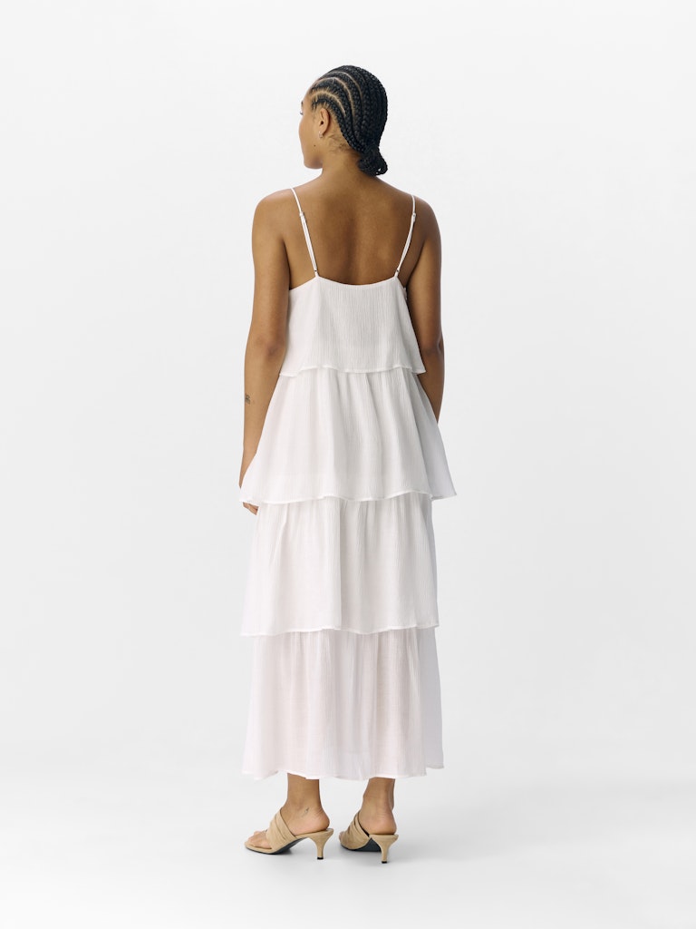 Jan Tiered Midi Dress for Women - Flowy White Summer Dress with Ruffle Details | Perfect for Beach Vacations, Date Nights & Casual Outings