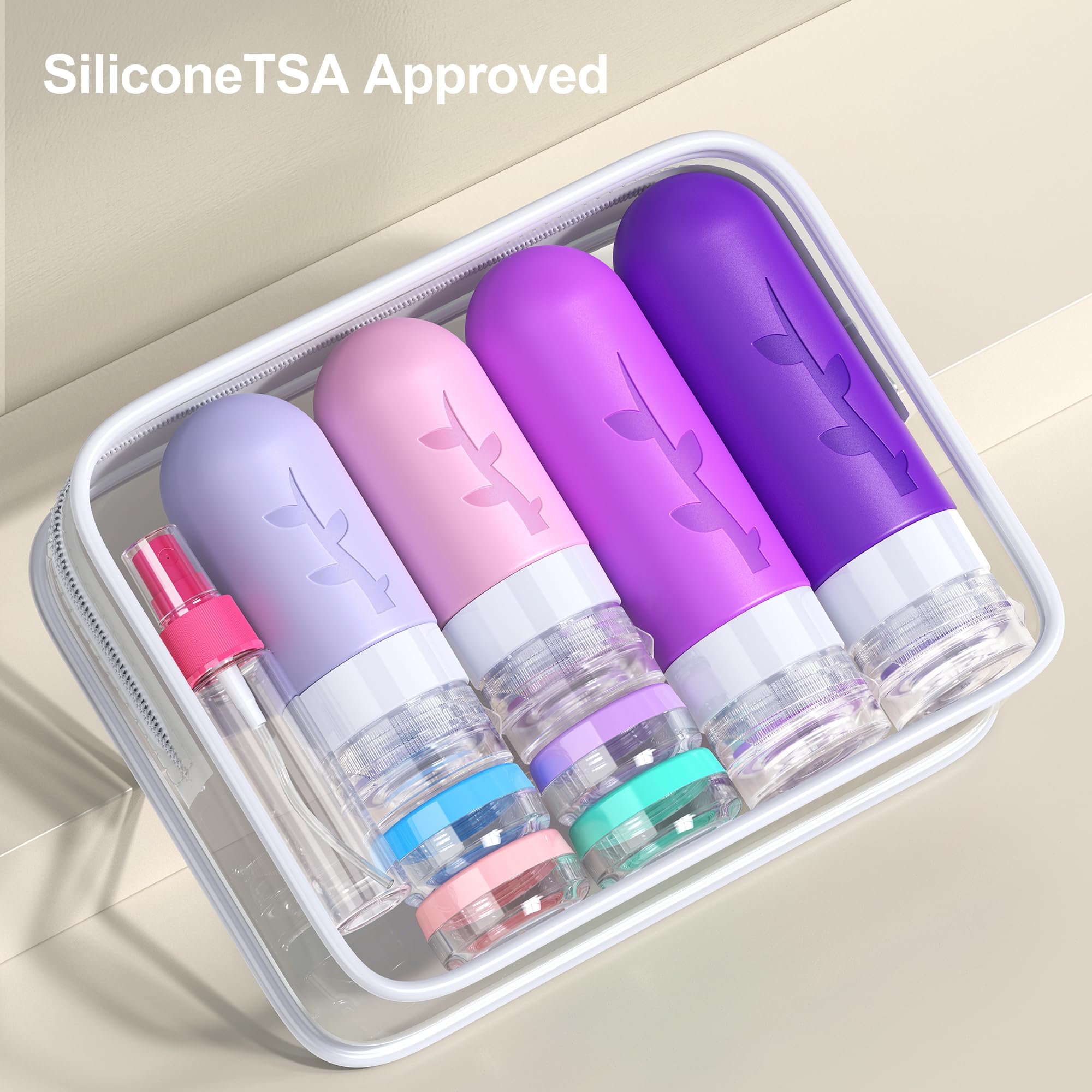 18 Pack TSA Approved Silicone Travel Bottles - Leak Proof Refillable Toiletry Containers for Shampoo, Conditioner & Lotion | Perfect for Air Travel, Gym & Vacation Essentials