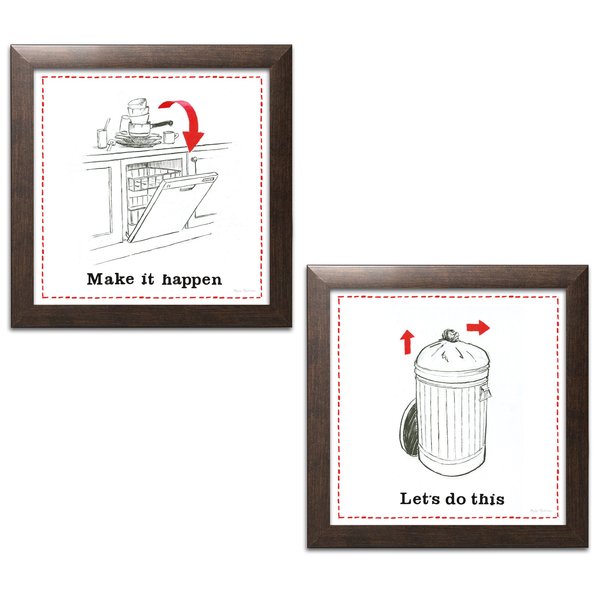 Gango Home Decor - Set of 2 Brown Framed Wall Art Prints (12x12 Inches) by Myles Sullivan - Ready to Hang - Perfect for Living Room, Bedroom & Office Decor