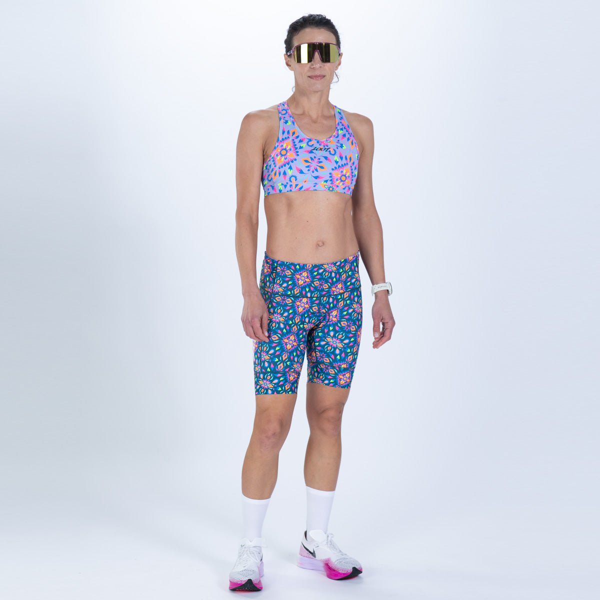 LTD Women's Tri Bra - Comfortable & Supportive Sports Bra for Yoga, Running & Gym Workouts | Kaleidoscope Print Design