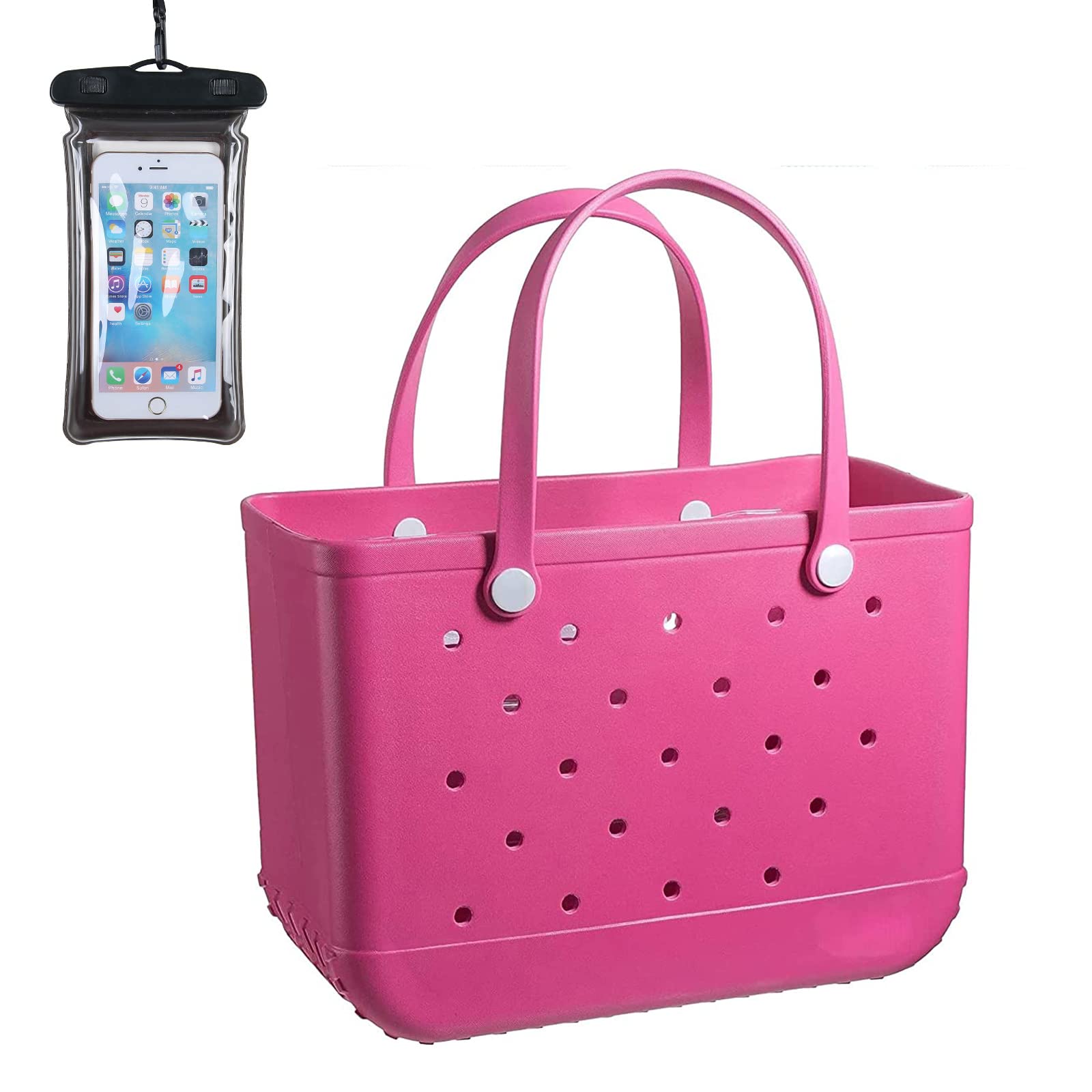 Waterproof EVA Beach Bag with Phone Pouch - Lightweight Sandproof Tote for Swimming, Travel & Outdoor Activities | Washable & Durable for Pool, Vacation & Sports Gear