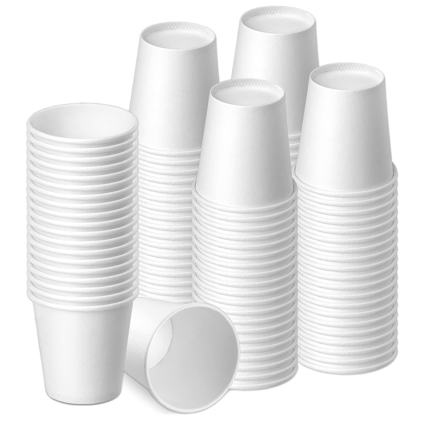 100 Pack 3 oz Disposable Paper Cups - White Bathroom & Mouthwash Cups for Home, Office, and Travel Use