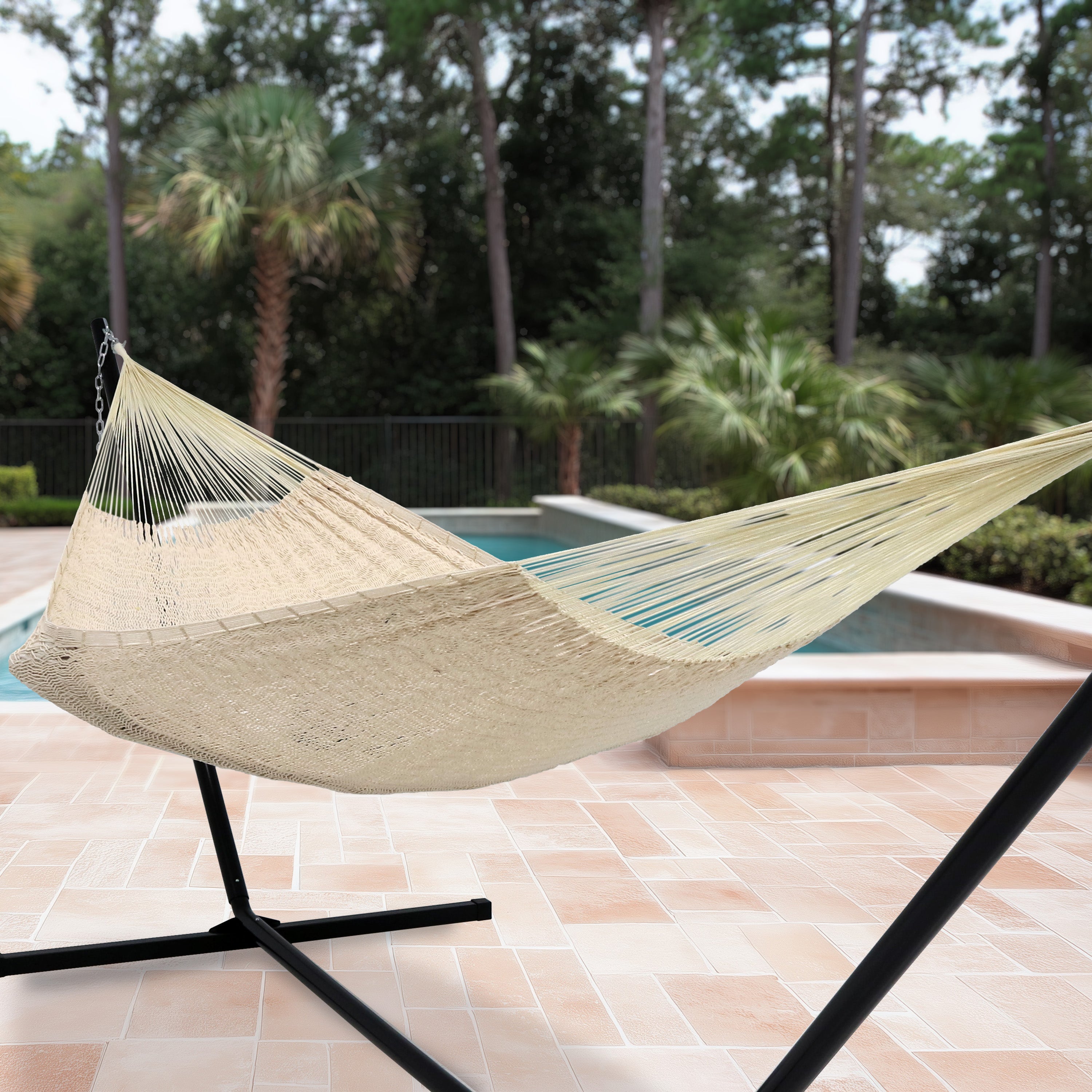 Sunnydaze Family Size Handwoven Thick Cord Mayan Hammock - Durable & Comfortable Outdoor Hammock for Backyard, Patio, Beach, and Camping