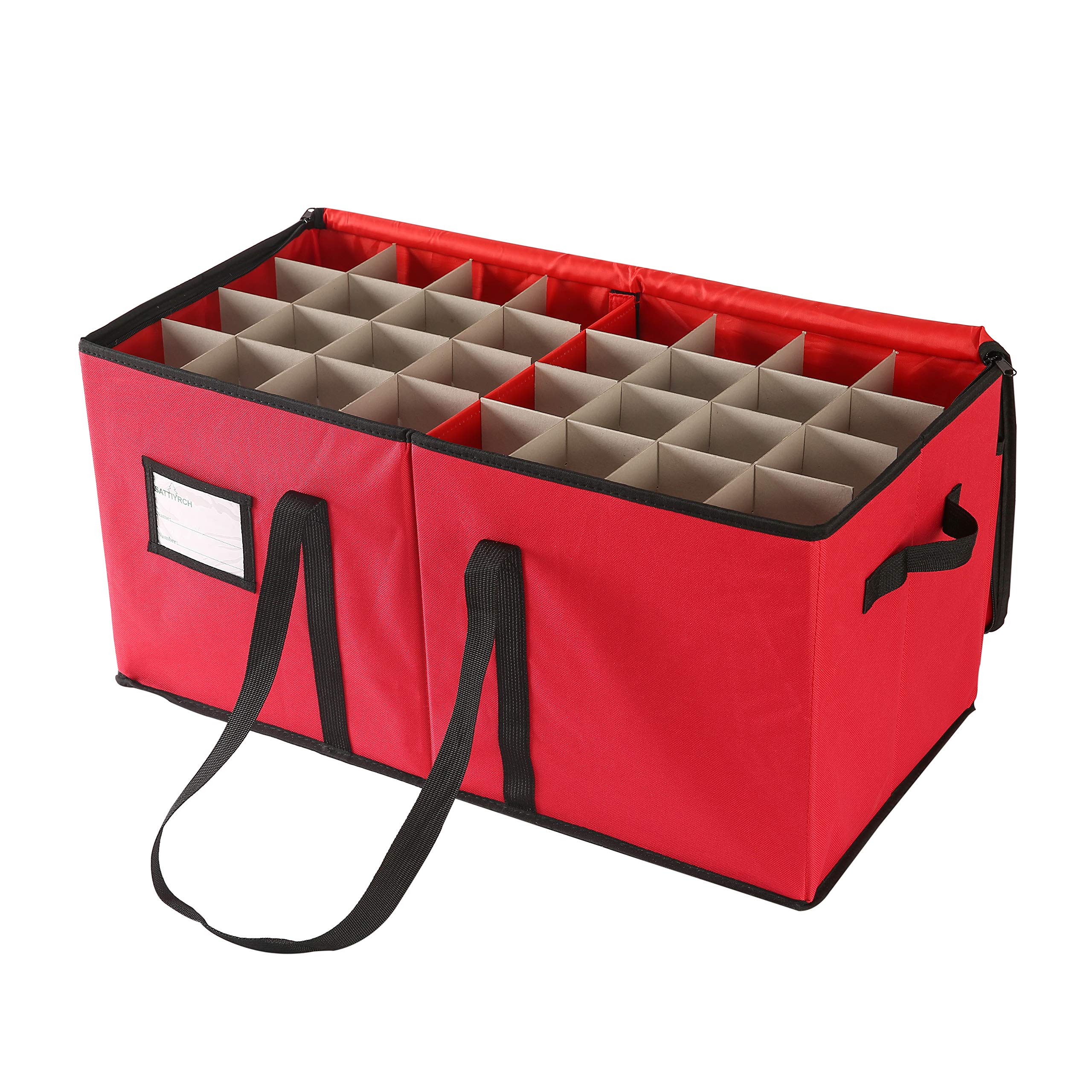 Christmas Ornament Storage Box with Dual Zipper Closure - Holds 128 Holiday Ornaments (3-Inch) - Perfect for Organizing & Protecting Christmas Decorations
