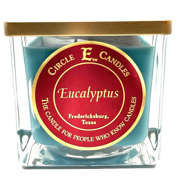 Circle E Candles - Eucalyptus Scented Jar Candle (8oz, 1 Wick) | Small Size for Home Decor, Relaxation & Aromatherapy